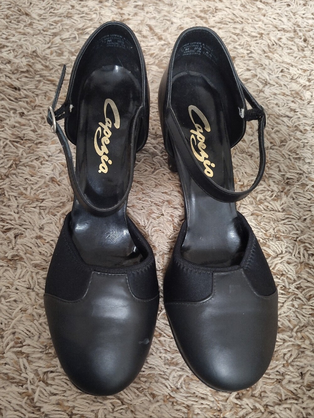 Capezio Black Women's Ankle-Strap Character Heels 9.5